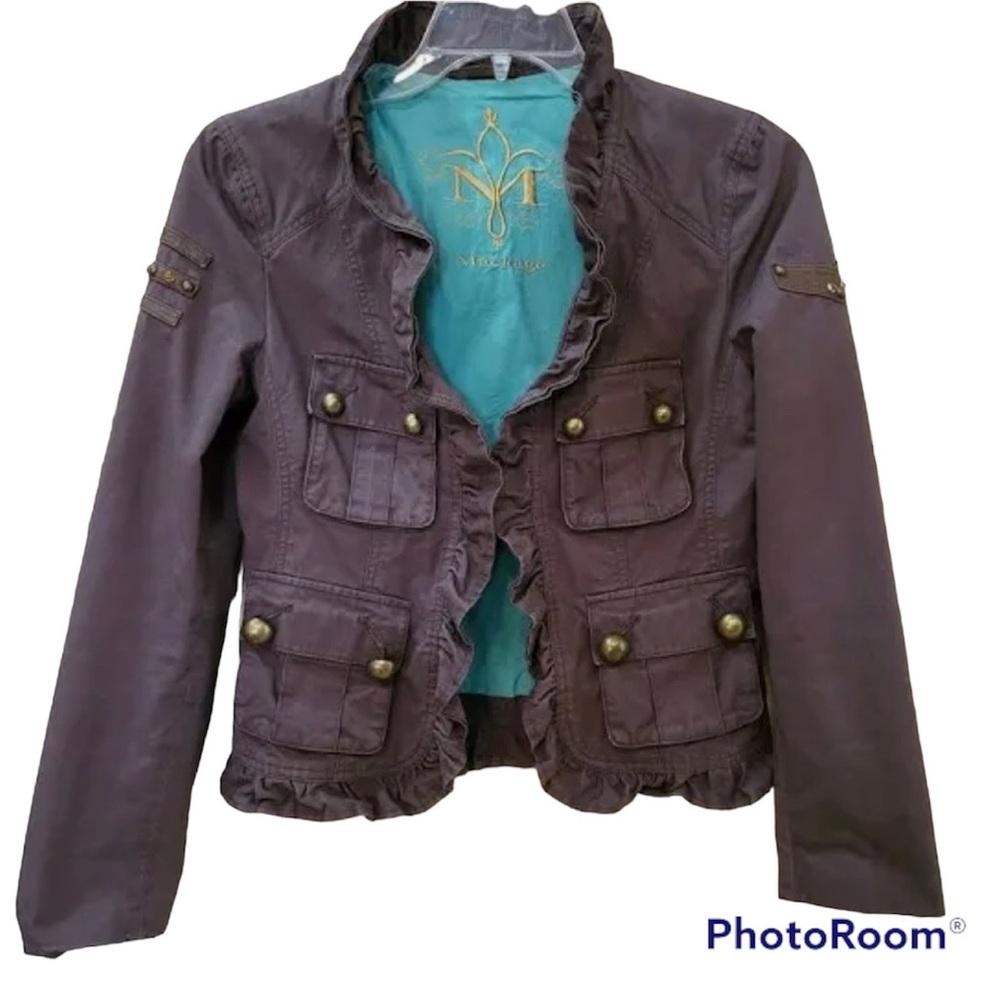 Mackage Brown Military Cropped Blazer Jacket Women's